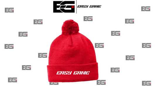 Men's Easy Game Puff Red Pom Pom Beanie