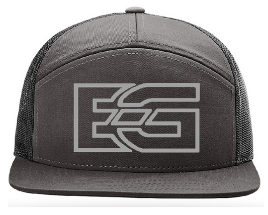 Men's EG Puff Flatbill Trucker Hat Black & Gray